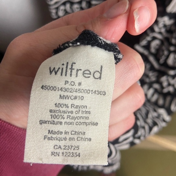 Aritzia Wilfred Size XXS Midi Dress Black White Gauzy Aztec Boho - Picture 2 of 6